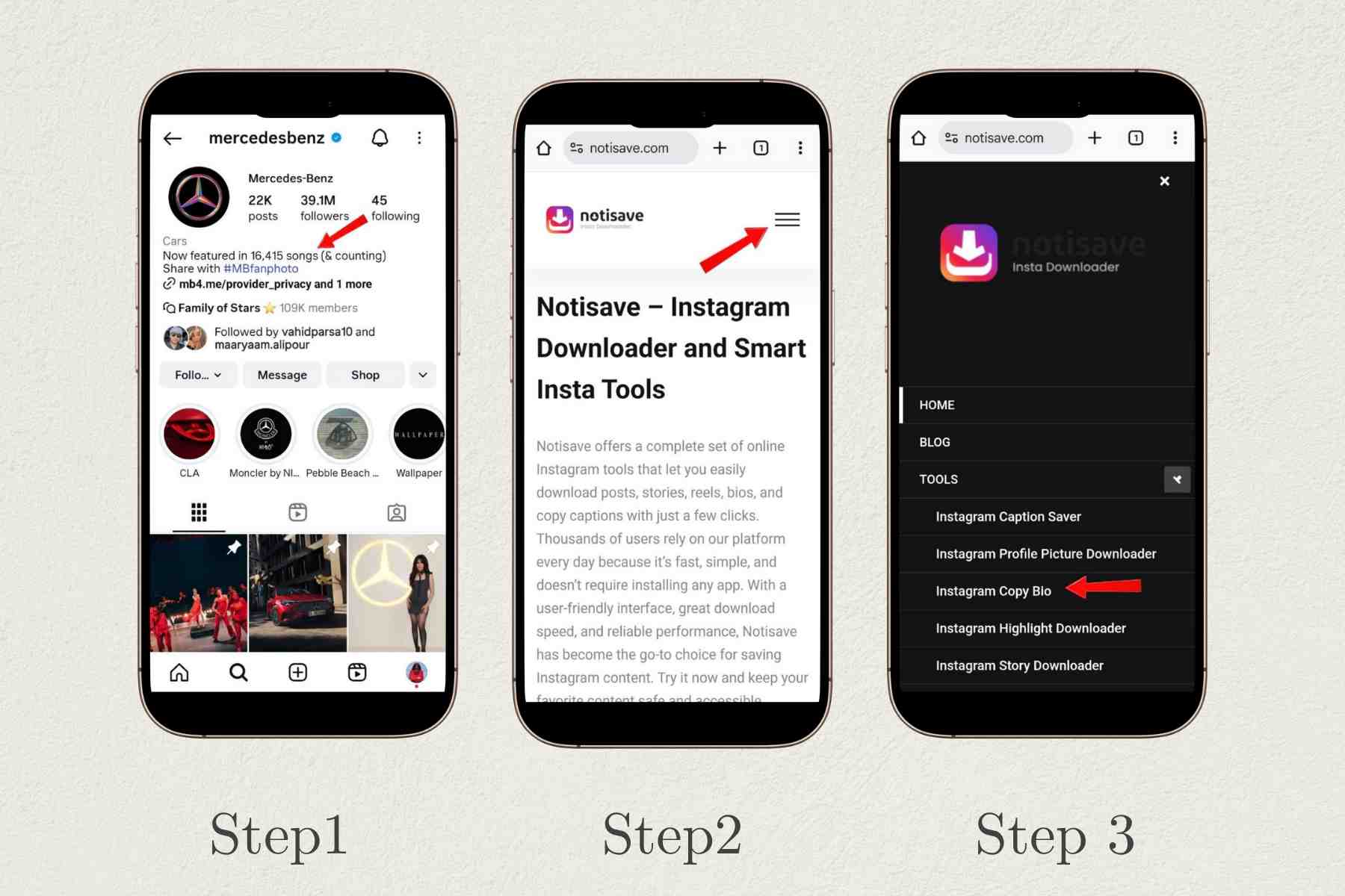Step 1 - Copy Instagram Profile Link